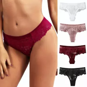 Womens Floral Lace French Knickers Thongs Cheeky Brazilian Briefs Sexy Panties - Picture 1 of 27