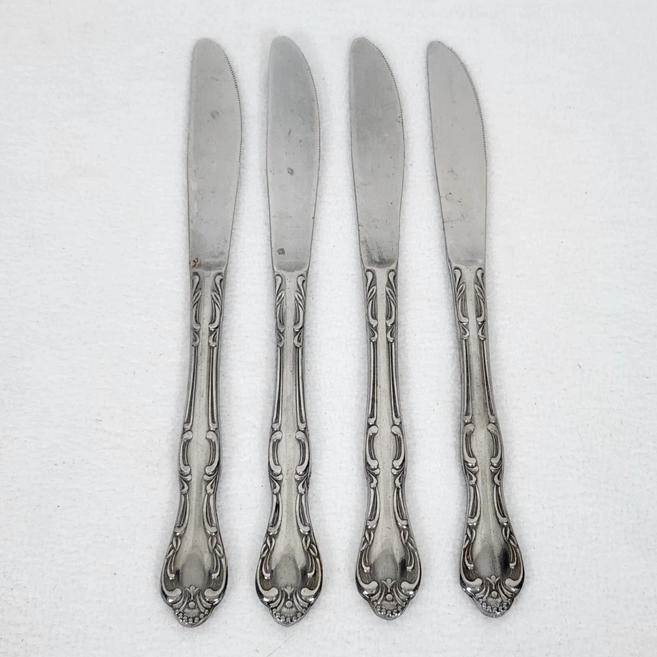 Cuchillos de mantequilla cubiertos de acero inoxidable Rockingham vintage Imperial International 4 MCM Foto 1 de 4