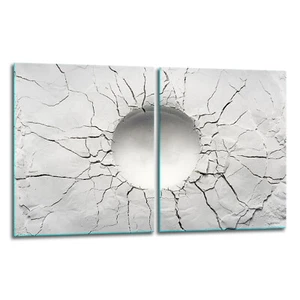 Herdabdeckplatten 2x40x52 Ceranfeld 2-Teilig Glas Spritzschutz Mauer - Bild 1 von 12