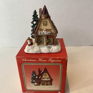 Vintage Ceramic Christmas Bear House Figurine By Deer Merchandise - Picture 1 of 15