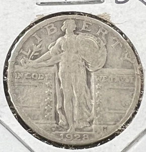 1928 D Standing Liberty Silver Quarter Coin Choice G Good / VG Very good - Picture 1 of 4