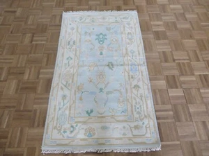 3 x 5'2 Hand Knotted Sky Blue Modern Oushak Oriental Rug G15913 - Picture 1 of 13