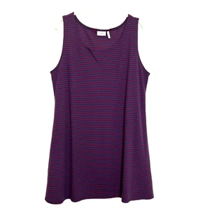 Logo Lori Goldstein Womens Thermal Knit Sleeveless Dress XL Navy Red Striped - Picture 1 of 5