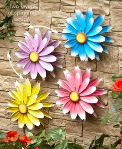 Metal Spinner Wall Flowers Perk up a wall or fence. Hot Colors. FREE SHIPPING  - Picture 1 of 21