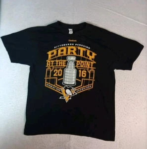 Pittsburgh Penguins 2016 NHL Stanley Cup T-Shirt Mens Large Champion Roster List - Picture 1 of 14