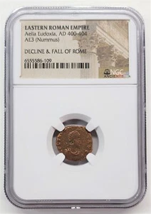 AD 400-404 AE3 (Nummus) - Aelia Eudoxia, Fall of Rome, Ancient Coin - NGC - Picture 1 of 5