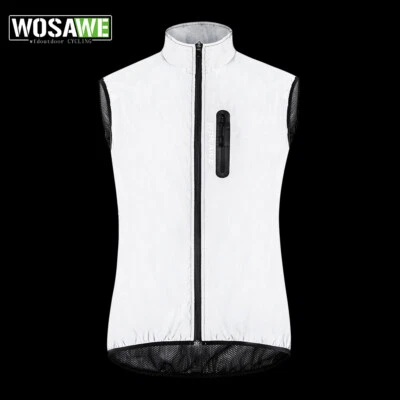 WOSAWE Men High Vis Running Gilet Cycling Vest High Visibility Waterproof Bike - Image 1 of 4