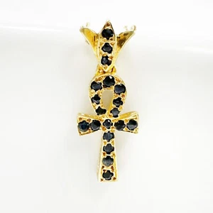 Vintage 18k gold and sapphire Ankh Cross Pendant, Cross of the Nile pendant - Picture 1 of 10