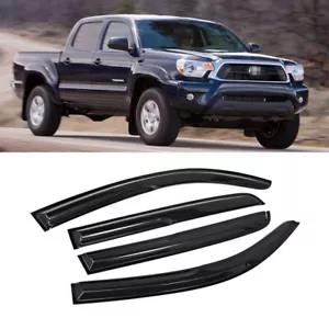 For 2016-2023 Toyota Tacoma Black Window Sun Rain Visors Wind Guard Crew Cab 3J - Foto 1 di 10