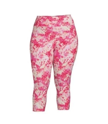 TERRA & SKY Capri Leggings Womens Size 0X 14W High Rise Pink Tie Dye New - Image 1 of 4