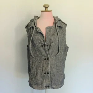 Coldwater Creek Damen Weste grau Kapuze XL Druckknopfleiste Pullover C3 - Bild 1 von 6