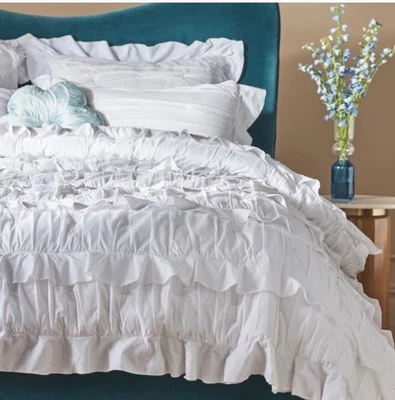 Colcha Anthropologie Zaida Voile com Babados King Branca - Imagem 1 de 3