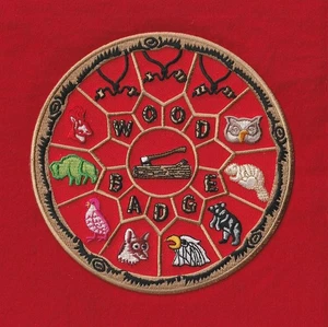 6 Inch WOOD BADGE Jacket Back Patch SPIRIT WHEEL 8 Patrol Beads Axe Log NEW MINT - Picture 1 of 1