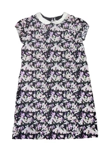 Janie & Jack Floral Short Sleeve Peter Pan Collar Velvet Dress Girls Size 12 - Picture 1 of 7