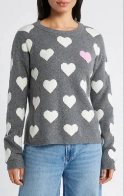 🩷Caslon Nordstrom Mujer Suéter Manga Larga Pullover Pop Corazón Patrón NUEVO L  Foto 1 de 4