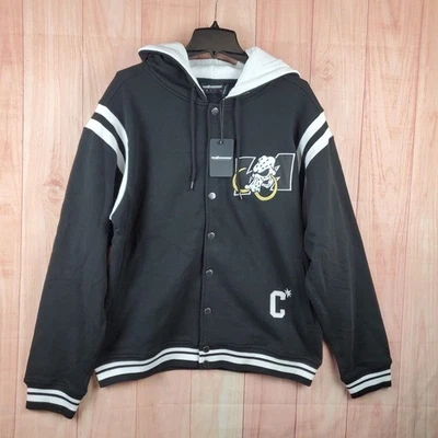 Chaqueta The Hundreds Mammoth Para Hombre XL Negra Algodón Logo Forrada Con Capucha Frente a Presión Foto 1 de 4