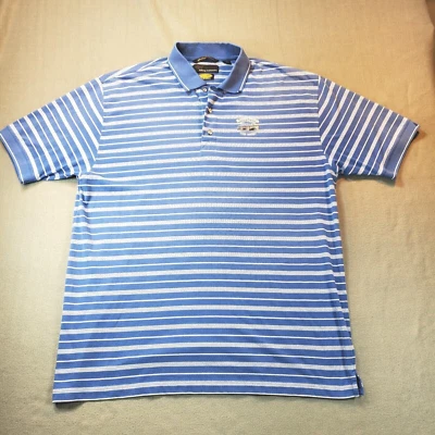 Camisa Polo Greg Norman Adulto XL Play Dry LONDON BRIDGE GOLF COURSE Rayas Azules Foto 1 de 4