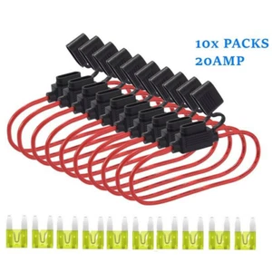 10Pcs 20A 12V Car Mini Blade Inline Fuse Holder Waterproof Dustproof Cover 18AWG - Picture 1 of 6