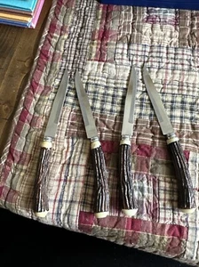 Vintage Set di 4 Coltelli Acciaio Inox Giapponese Posate Bistecca - Foto 1 di 2