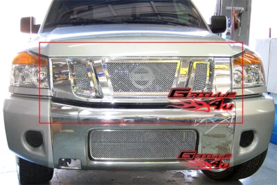 For 2008-2015 Nissan Titan Main Upper Stainless Steel Chrome Mesh Grille Insert - Image 1 of 3
