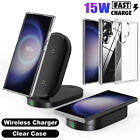 15W Wireless Fast Charger Charging Pad Stand Dock/Case  For Galaxy S23 S24 Ultra