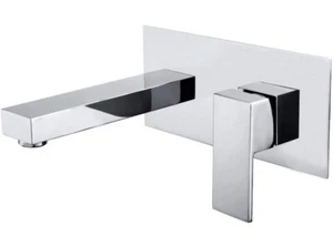 Wandmontage Badarmaturen, Gefäß Waschtischarmatur Chrom massiv Messing, Neu - Bild 1 von 11