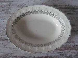 Vintage Taylor Smith Taylor ovale Servierschale Elfenbein Silber Design Borte geprägter Rand - Bild 1 von 10
