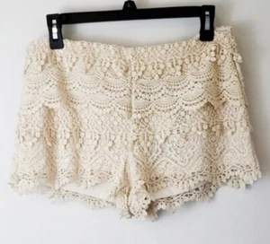Love Fire Womens Festival Ivory Crochet Shorts Size Medium - Picture 1 of 7