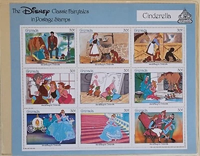 EL CLÁSICO CUENTO DE HADAS DE DISNEY EN SELLOS POSTALES ~ CENICIENTA CON CERTIFICADO DE AUTENTICIDAD ~ GRANADA COMO NUEVO Foto 1 de 4