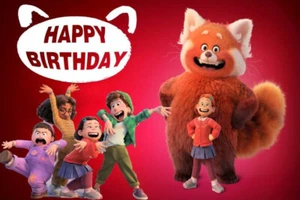 TURNING RED Panda & Friends Birthday Scene Setter mural BACKDROP 5'x3' bear - Picture 1 of 1
