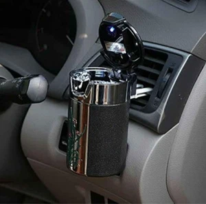 Smokeless Odor Free Lit Vehicle Car Ashtray Air Vent Clips Detachable Top BLACK - Picture 1 of 7