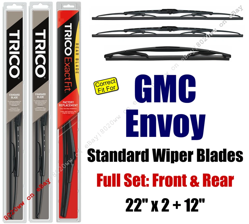 Limpiaparabrisas 3-Pk delantero trasero estándar - apto para GMC Envoy 2007-2009 - 30221x2/12E Foto 1 de 1