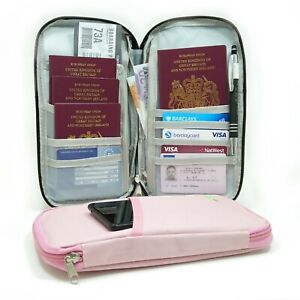 Travel Organiser Passport Document Tickets Holder Wallet Bag Purse Zip Case UK