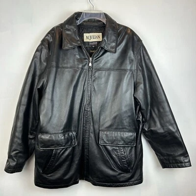 Wilsons M. Julian Coat Mens XL Black Leather Jacket Thinsulate Insulation Lined - Image 1 of 4