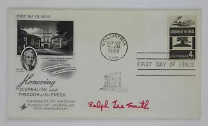 Ralph Lee Smith 1958 Firmado Autografiado Primer Día Cubierta FDC Honrando el Periodismo - Imagen 1 de 2