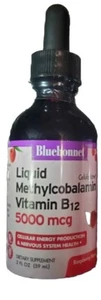 Bluebonnet OTC  Methylcobalamin Vitamin B-12 5000 Mcg Raspberry 2oz Ex 11/24 F/S - Picture 1 of 4