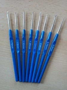 Häkelnadeln Nadel 0,6 - 1,75 mm mit Griff fü Filigran Amigurumi Filethäkeln blau - Bild 1 von 1