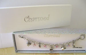 "Oh Pretty Baby" Brand New in Box Baby Theme Charm Bracelet Silver Tone 6 Charms - Picture 1 of 7