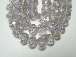25 cuentas 8x6 mm lila suave con cuentas de rondelle pulidas al fuego checas lavadas en plata - Imagen 1 de 2