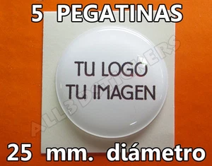 5 x Pegatinas Gota de Resina 25 mm diámetro con tu Logo / Imagen. Adhesivos - Picture 1 of 1