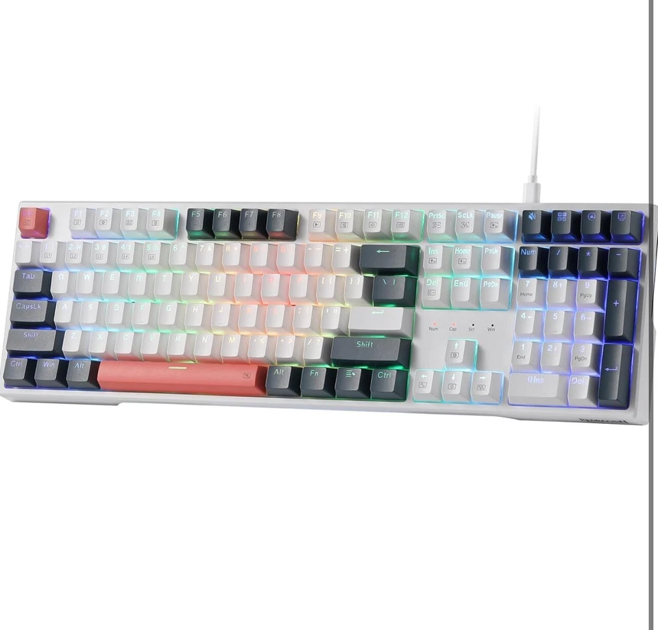 Teclado para juegos Redragon K668 RGB, 104 teclas + 4 teclas de acceso rápido adicionales con cable mecánico Foto 1 de 4