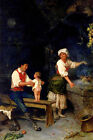 Oil painting francesco bergamini - family time in the kitchen free shipping cost