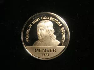 U.S. FRANKLIN MINT Silber PP Medaille 1973 "MEMBER". Kostenloser US-Versand. - Bild 1 von 2