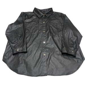 New Look Shirt Jacket Women's Black Faux Leather Oversized Button Down Size 3XL - Picture 1 of 22