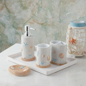Ocean Star Bath Accessory Collection 4 Piece Bathroom Set - Picture 1 of 5