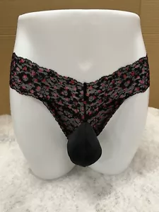 Victori@‘s Black W/hearts Thong Size Med POUCH PANTIES Men’s lingerie - Picture 1 of 4