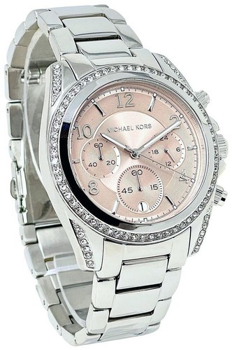 OROLOGIO CRONOGRAFO MICHAEL KORS BLAIR DONNA ARGENTO ACCIAIO INOX CHAMPAGNE MK6761