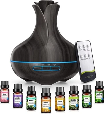 VAAGHANM Aroma Diffuser, 600 ML Mit 8 Ätherischen Ölen, Luftbefeuchter Schlafzimmer, L