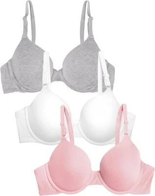 34A (3-Pack) Fruit of the Loom 797 Smoothing Lined Cotton T-Shirt Bra, NWT - Image 1 of 4