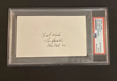 Les Horvath Signed Index Card- PSA/DNA Ohio State Buckeyes Heisman - Image 1 of 2